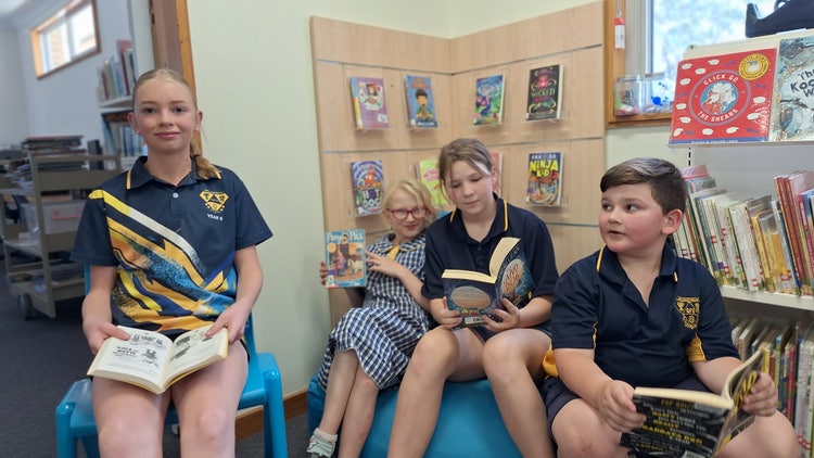 students in library lesson